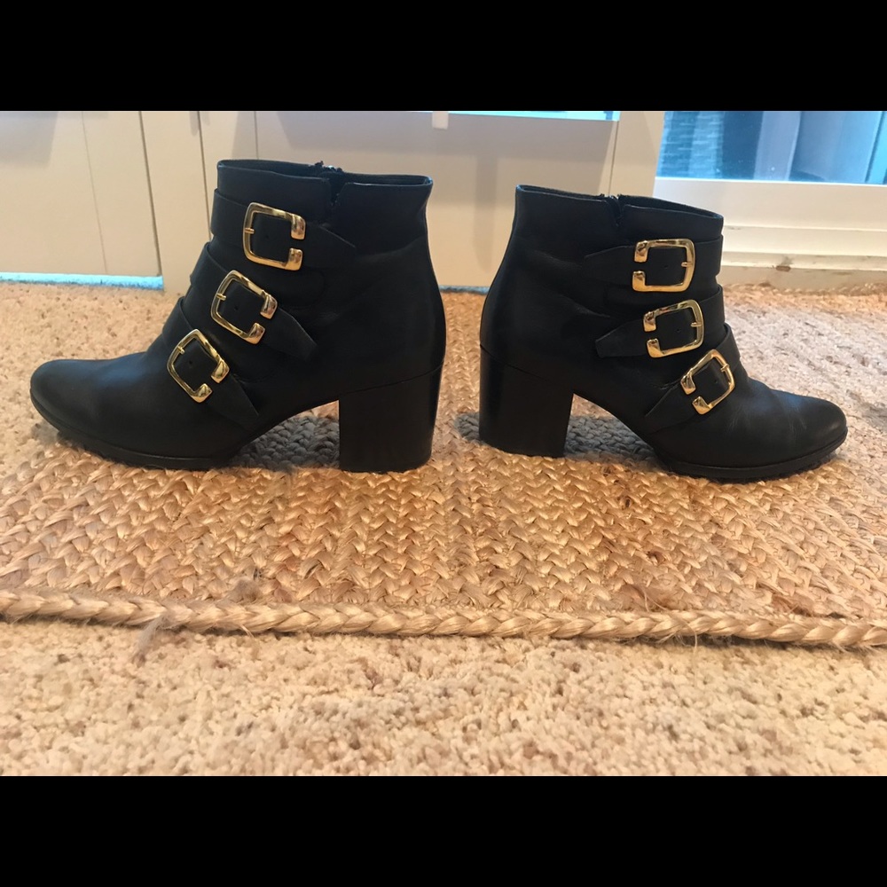 Paul Green Rage Buckle Black Lea Bootie